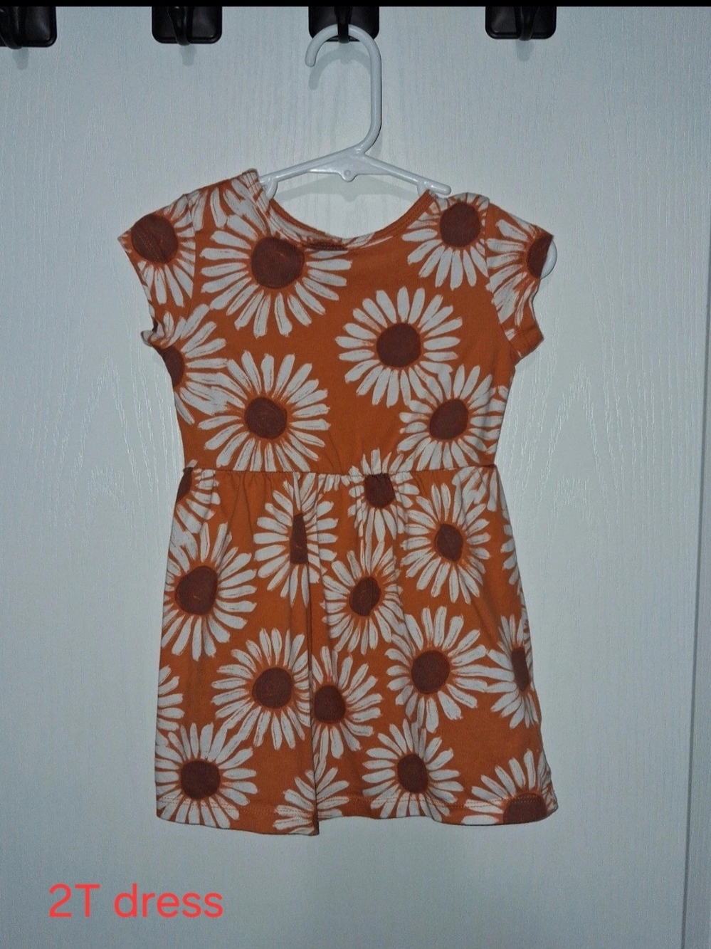 Sunflower Print Orange Kids Dress